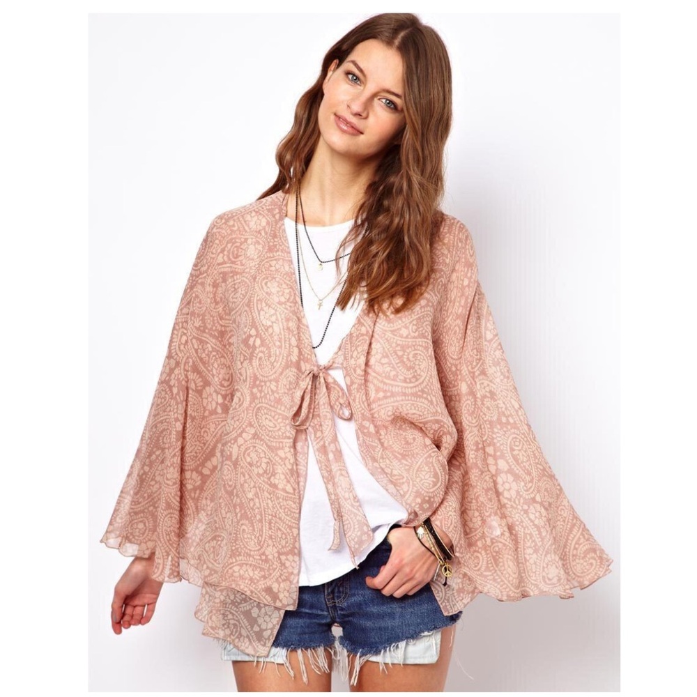 New Winter Kate Paisley Dusty Rose Sheer Layered Top Darling